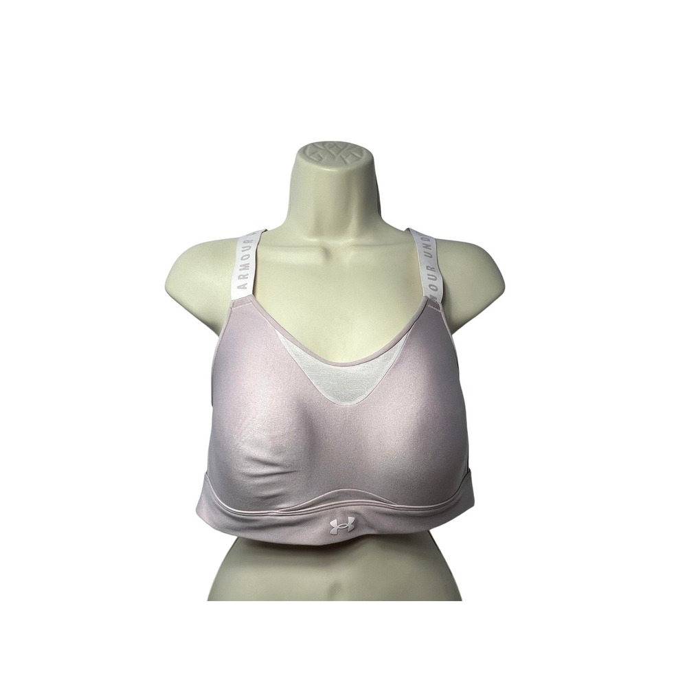 Under Armour Sports Bra Womens Large Pink Crossback Wireless Hook Eye Training